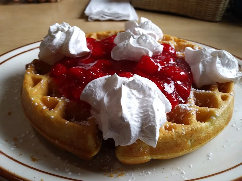 Wheat Waffle with Strawberries and Cream